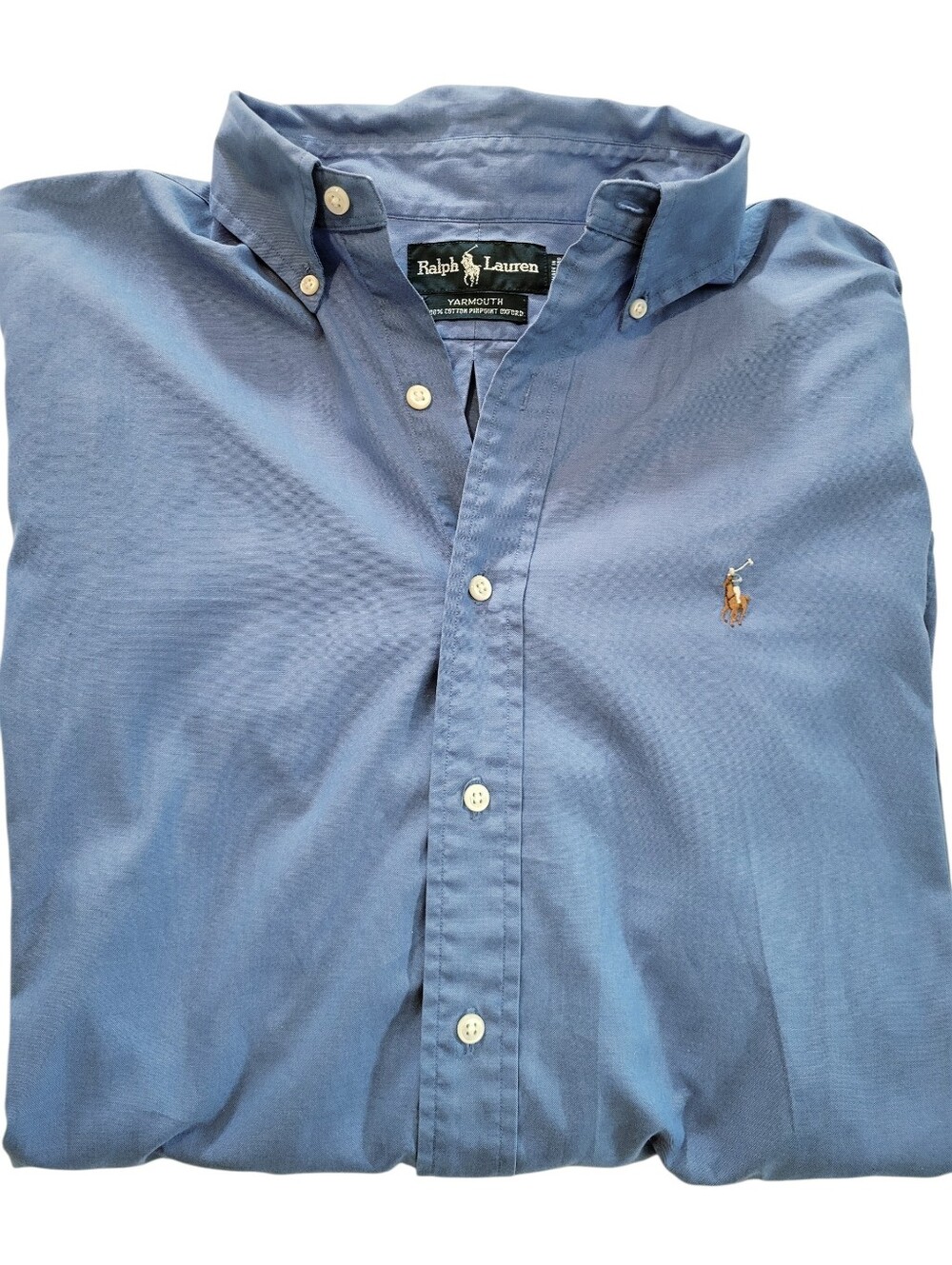 Vintage Ralph Lauren Men's Yarmouth Blue Coastal Oxford Cotton Button Down- M